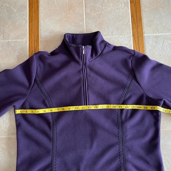 Coldwater Creek 1/2 Zip Fleece Pullover Jacket Purple Black Trim Women's Sz L - Picture 5 of 7